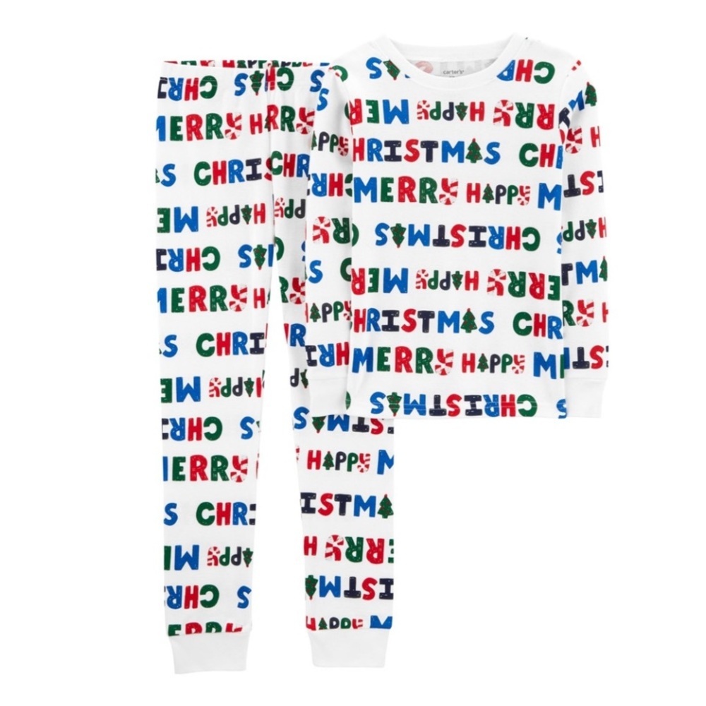 Carter's Kids Size 8 Unisex Christmas “Merry Christmas Candy Cane/Tree Pajamas
